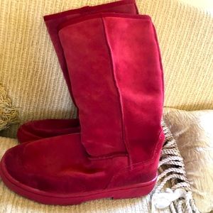Boots , red leather